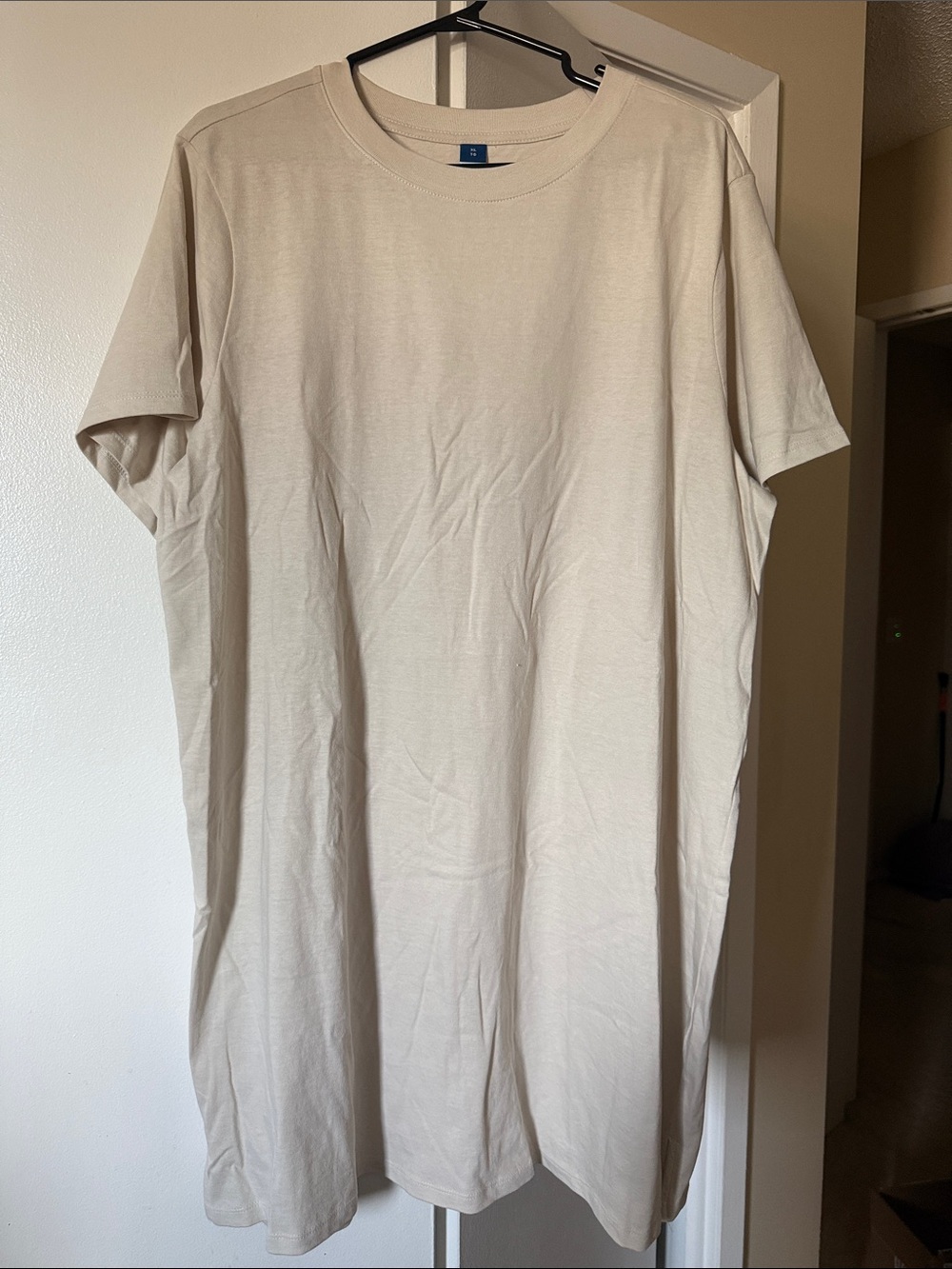 Old Navy Women’s Crew Neck Short Sleeve T-Shirt Dress - Cream